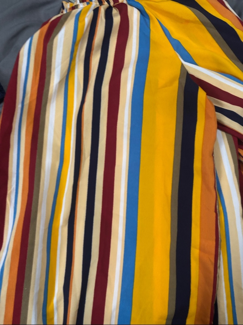 Vibrant Multi-Stripe Button-Front Shirt - Yellow, Blue, Maroon